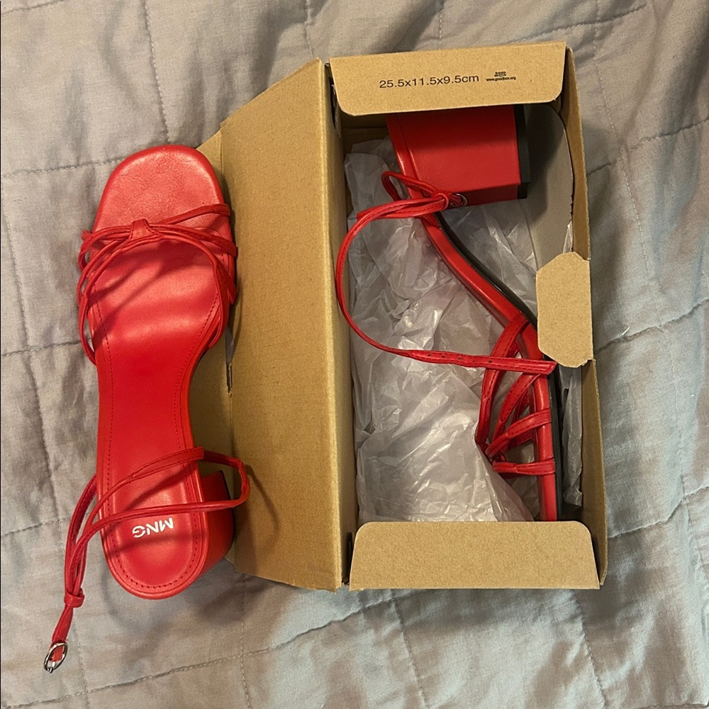 Vibrant Red Strappy Sandals